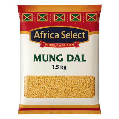 Africa Select Mung Dal 3kg | Premium Split Mung Beans for Soups, Curries, Khichdi & Salads | Family-Size Resealable Pack