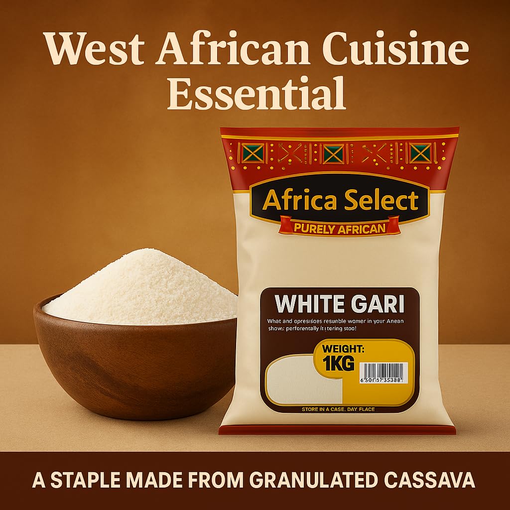 Africa Select White Gari 1.5kg | Premium Fermented Cassava Granules for Eba, Fufu & African Cuisine