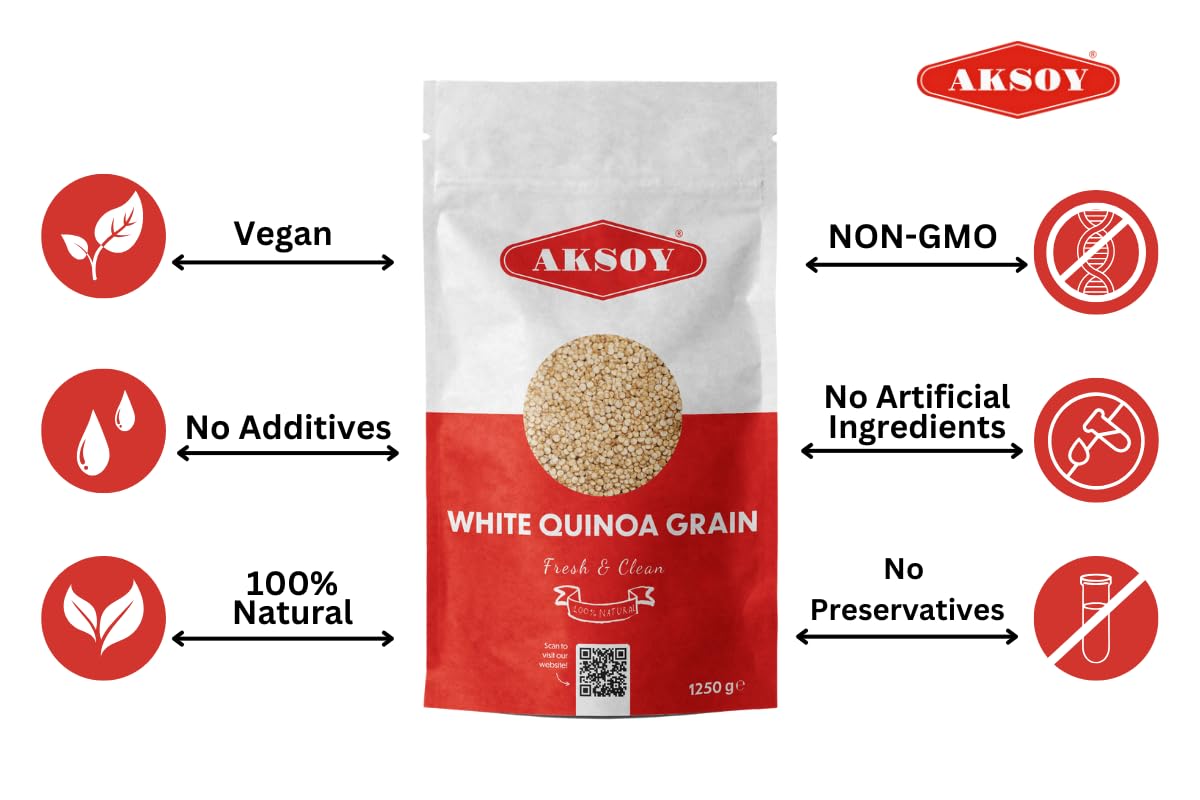 White Quinoa 5KG | Whole Grain Quinoa - Ready to Cook Food for Oats and Seeds Recipes - Nutritious Meal with Essential Vitamins, Protein, and Fiber, Perfect for Salads