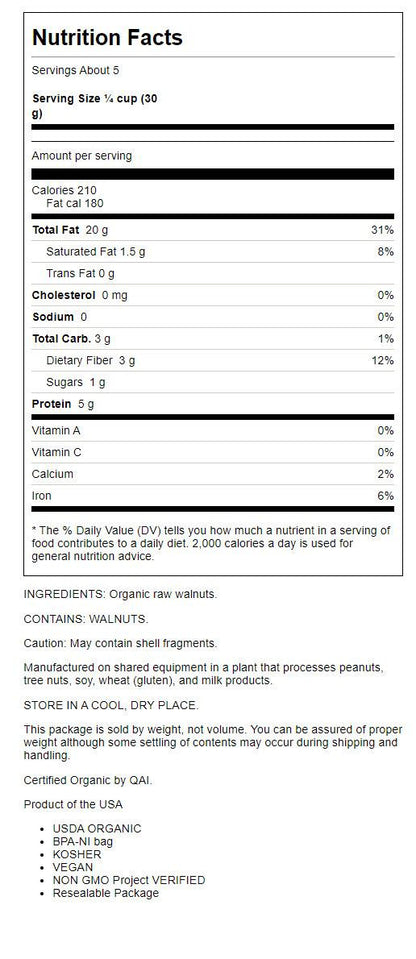 Woodstock Organic Walnut Havles and Pieces (8x5.5 Oz)-1