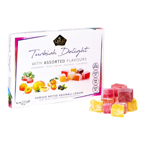 Turkish Delight White Box Strawberry, Peach, Melon, Tangerine, Blackberry Flavours 230g-0
