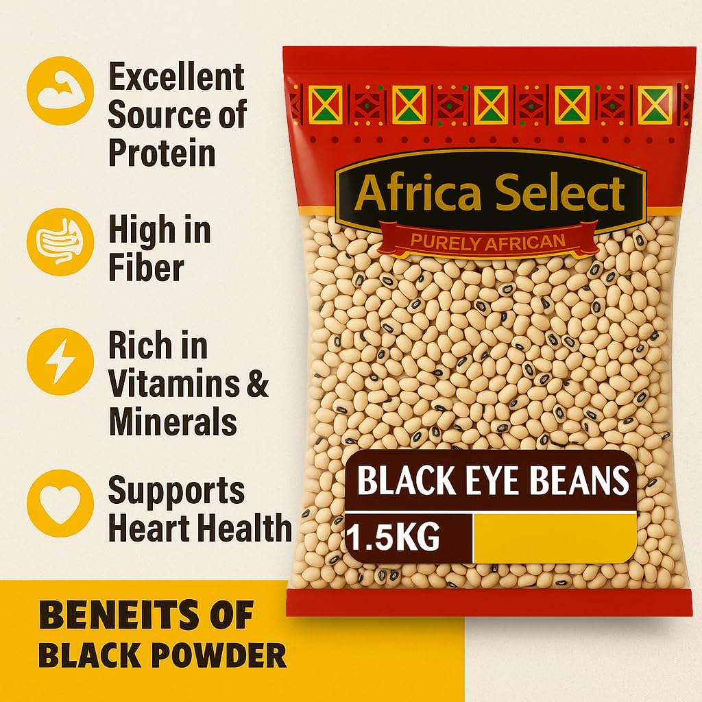 Africa Select Black Eye Beans 1.5kg | Premium Quality Beans for Stews, Soups & Salads