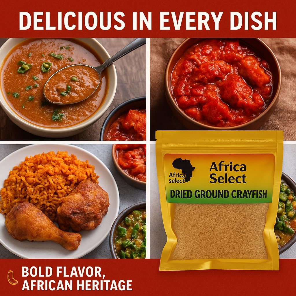 AFRICA SELECT Premium Ground Prawns (Crayfish) Powder 210g – (3 x 70g Pack) – 100% Natural Dried Seafood Seasoning – Protein-Rich Umami Flavour Enhancer for Egusi, Jollof Rice & Traditional Soups