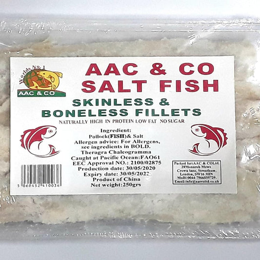 AAC & CO Salt Fish Skinless & Boneless Fillets | 250G | Pack of 1