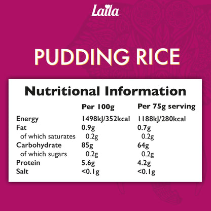 Laila Pudding Rice 2Kg Pack, Short Grain Pudding Rice for Milk Pudding & Rice Pudding, Plump Short Grain Rice for Desserts, Gluten Free Rice Pudding Rice