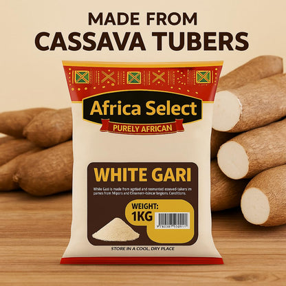 Africa Select White Gari 1.5kg | Premium Fermented Cassava Granules for Eba, Fufu & African Cuisine