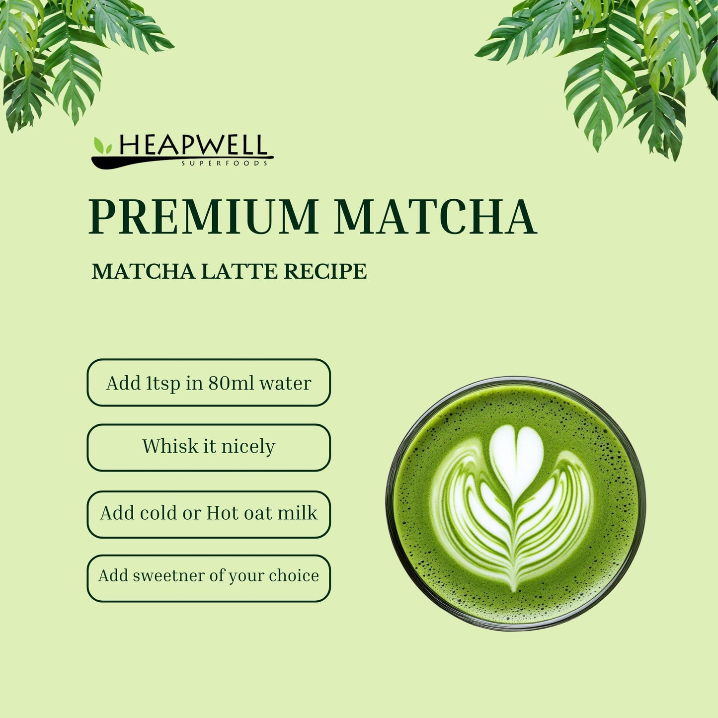 Heapwell Matcha Powder - 50g | High Grade Japanese Premium Green Tea Powder | Great Taste Award Winner | Perfect for Tea, Lattes & Smoothies | Contains L-Theanine & Antioxidants | Vegan & Gluten-Free