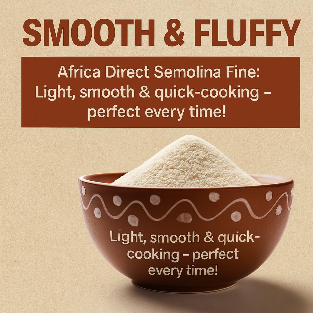 Africa Select 1.5kg Fine Semolina - Smooth Durum Wheat for Semovita, Fufu and Nigerian Cuisine