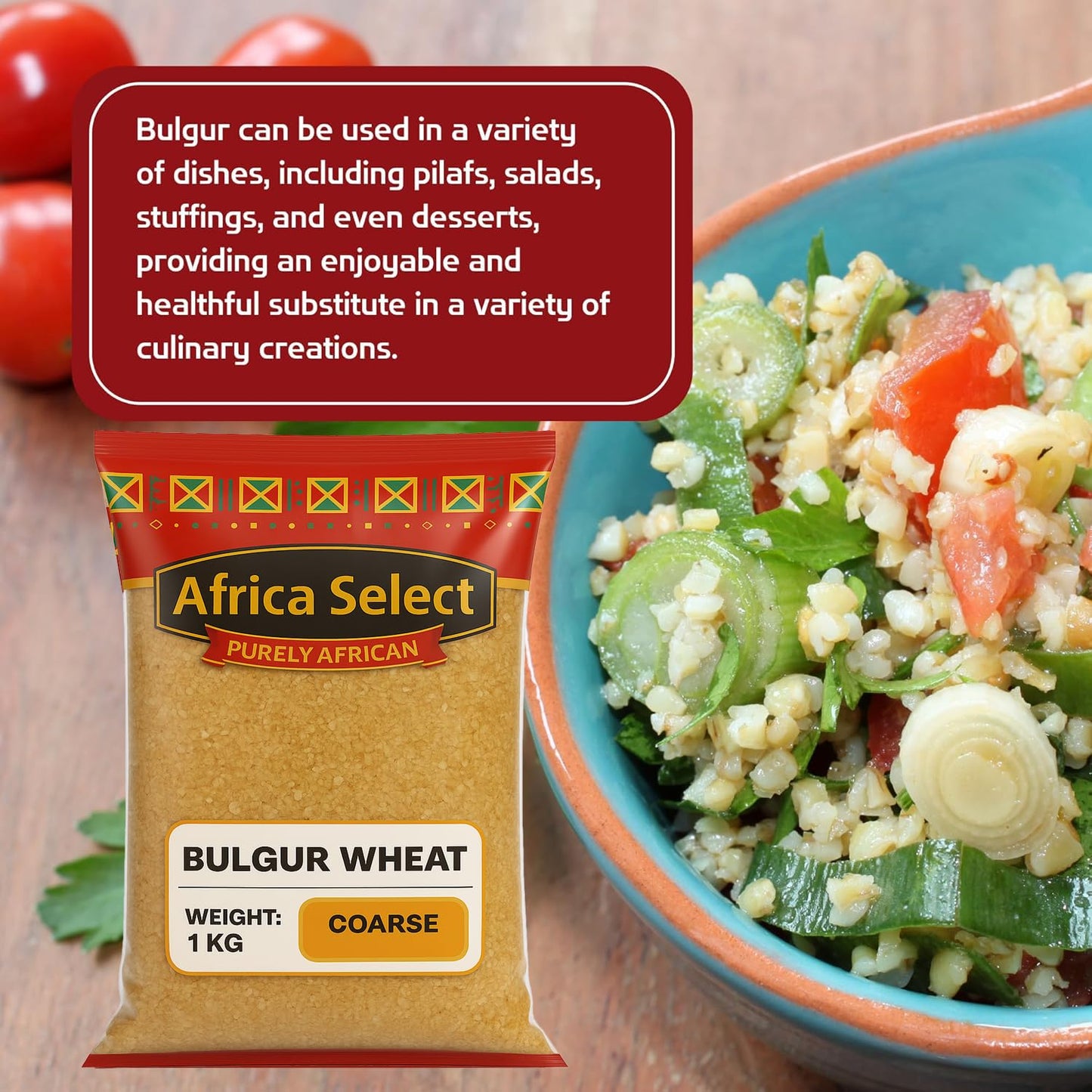 Africa Select Bulgur Wheat Coarse 1kg | Premium Coarse Cracked Durum Wheat for Pilaf, Soups & Stews | Nutritious & Filling