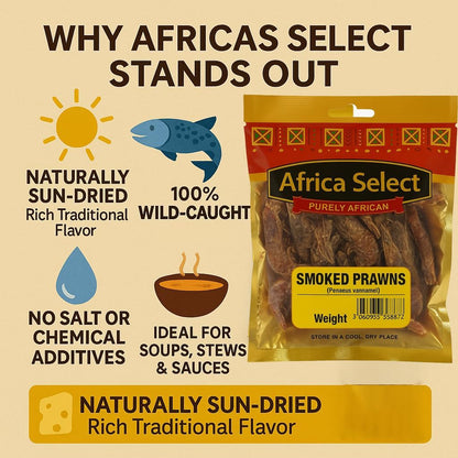 Africa Select Dried Smoked Prawns 4x 40g | Penaeus vannamei | Bold Seafood Flavour 160g