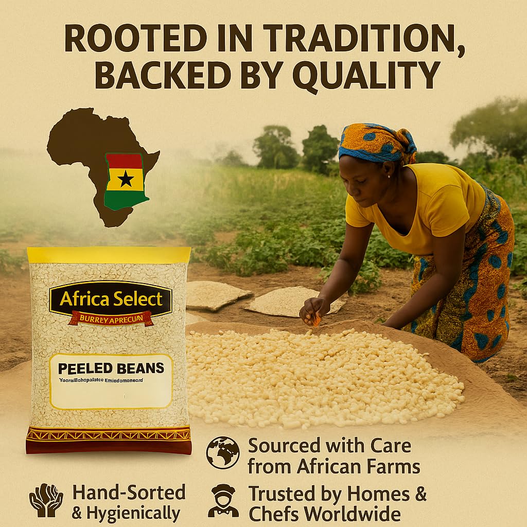 Africa Select Peeled Beans 4kg | Premium Nigerian Peeled Brown Beans for Akara, Moi Moi & Stews | Family Pack