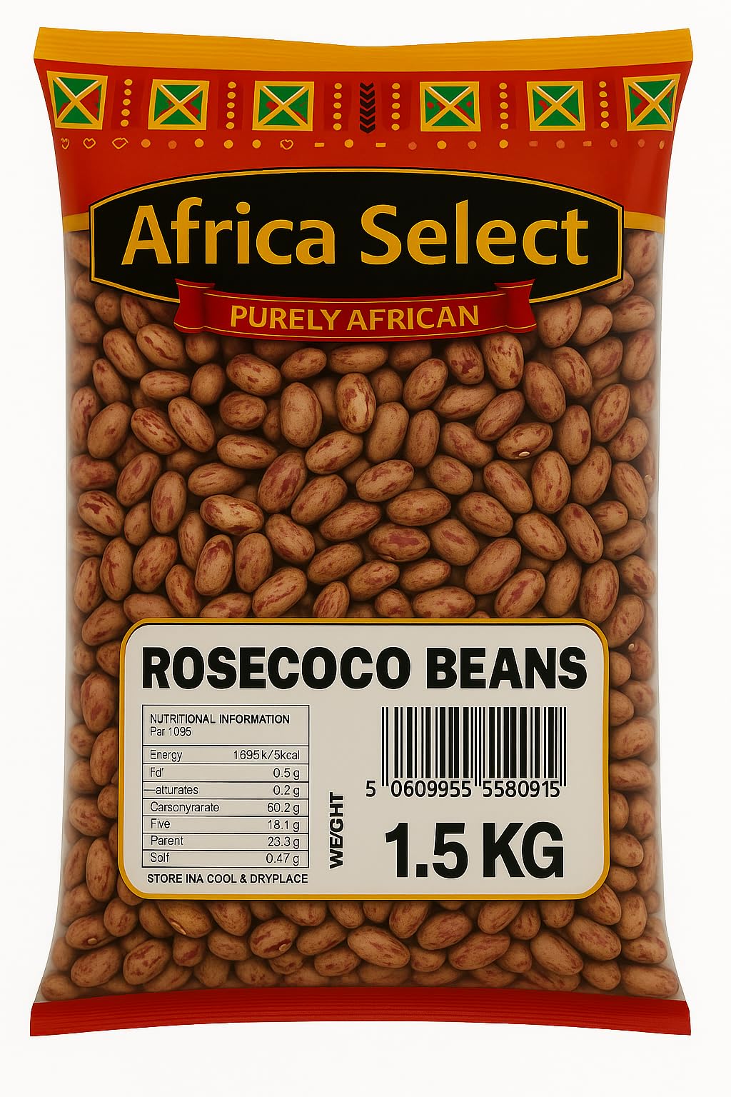 Africa Select Rosecoco Beans 1.5kg | Premium Speckled Beans for Stews, Soups & Salads