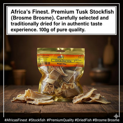 Africa Select 200G Stockfish Steak Pack of 2 X 100g - Premium Tusk (Brosme Brosme) Dried Fish Cuts for African Soups & Stews