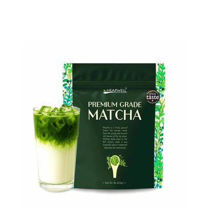 Heapwell Matcha Powder - 50g | High Grade Japanese Premium Green Tea Powder | Great Taste Award Winner | Perfect for Tea, Lattes & Smoothies | Contains L-Theanine & Antioxidants | Vegan & Gluten-Free
