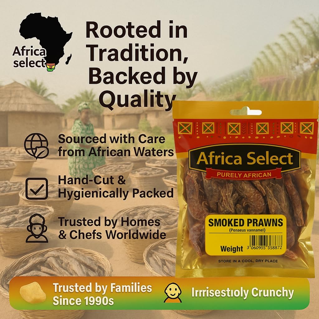 Africa Select Dried Smoked Prawns 4x 40g | Penaeus vannamei | Bold Seafood Flavour 160g