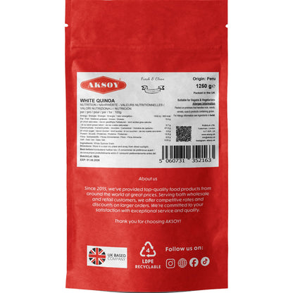 White Quinoa 5KG | Whole Grain Quinoa - Ready to Cook Food for Oats and Seeds Recipes - Nutritious Meal with Essential Vitamins, Protein, and Fiber, Perfect for Salads