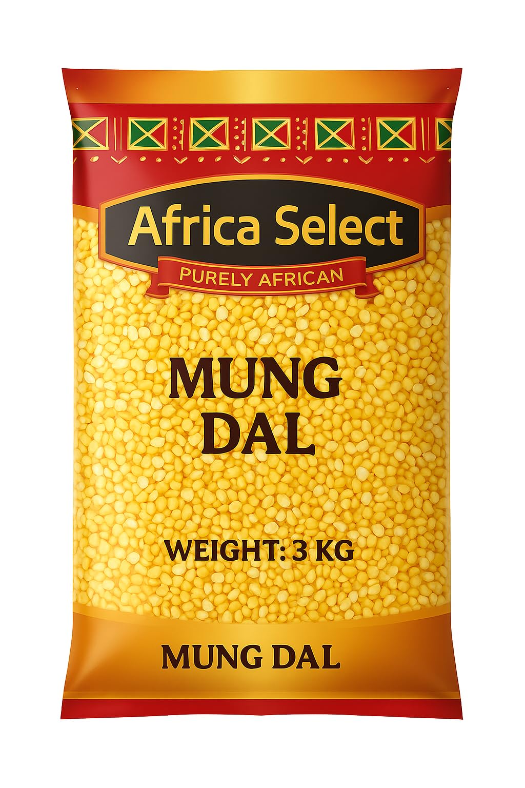 Africa Select Mung Dal 3kg | Premium Split Mung Beans for Soups, Curries, Khichdi & Salads | Family-Size Resealable Pack