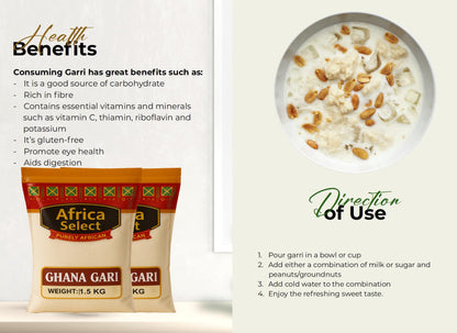 Africa Select Ghana Gari 1.5kg | Premium Fermented Cassava Granules for Eba, Fufu & African Cuisine