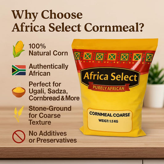 Africa Select 1.5kg Coarse Cornmeal - Traditional Maize Flour for Ugali, Fufu, Caribbean and African Dishes