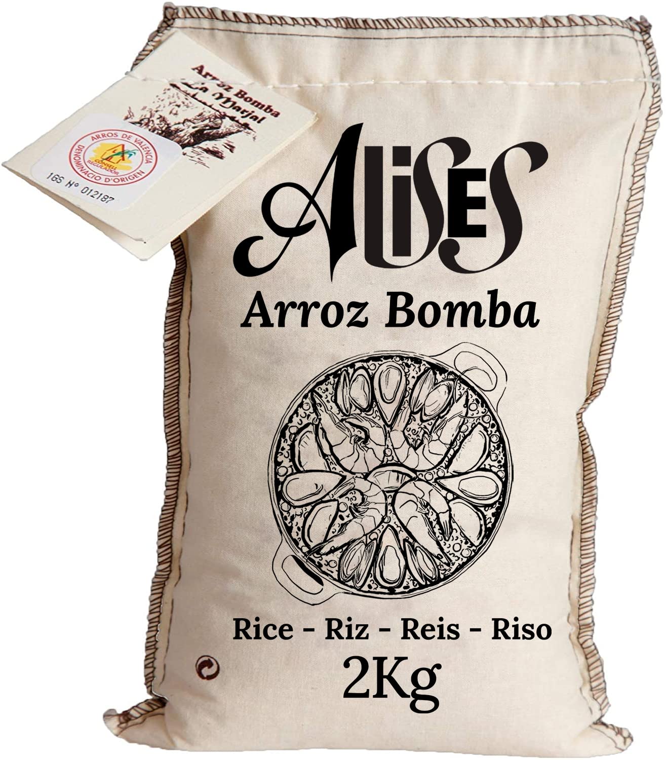 Alises - 1 Kg Paella Rice Bahia D.O. Valencia - Arroz Bahia, Spanish Premium Rice for Paella