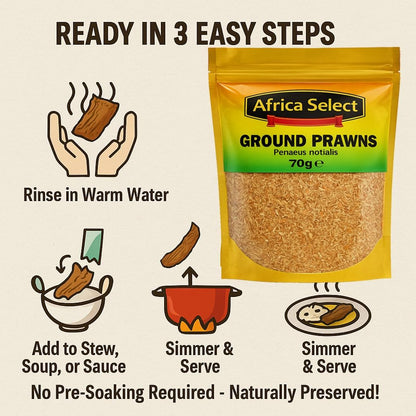 Africa Select Ground Dried Prawns 4x 70g | Penaeus notialis Powder | Umami Seasoning 280g