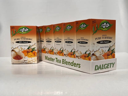 Dalgety Pure Turmeric and Ginger Tea Bags 6 Pack, Herbal Infusion, All Natural, Turmeric Tea Bags for Inflammation - Delicious, Packed with Unique Health Benefits, Caffeine Free (Total 108 Teabags)