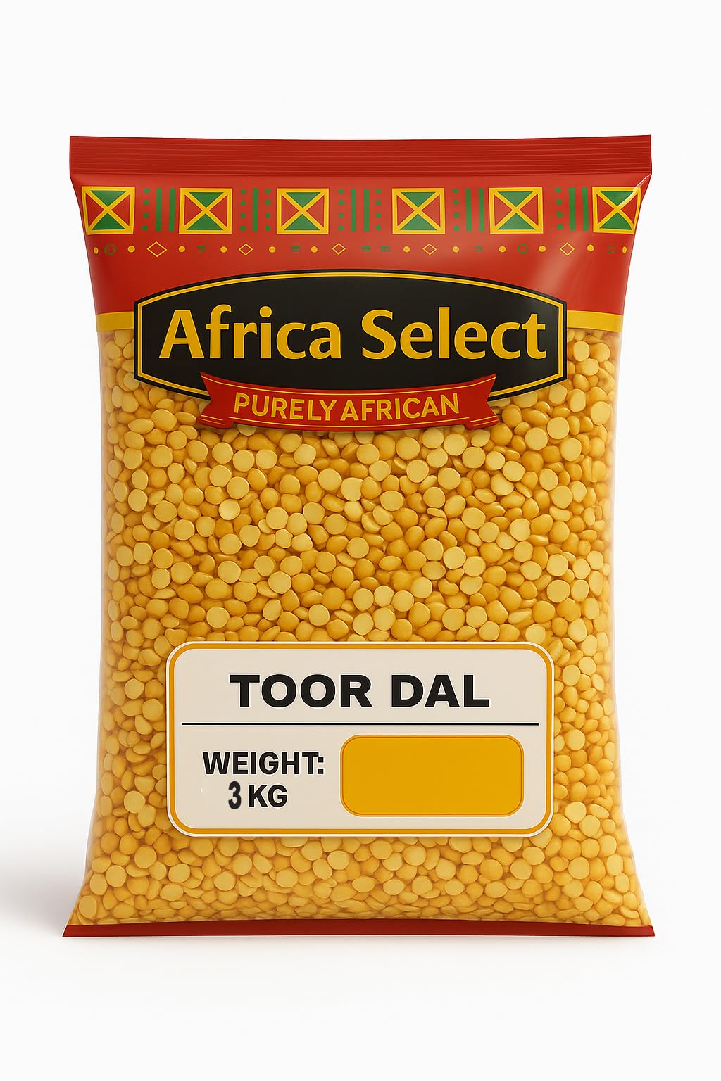 Africa Select Toor Dal 3kg | Premium Split Pigeon Peas for Curries, Stews & Soups | Family-Size Resealable Pack