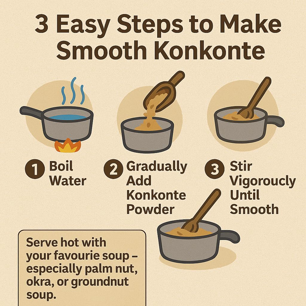 Africa Select Konkonte 2kg | Premium Brown Cassava Flour for Traditional African Cuisine | Family Pack