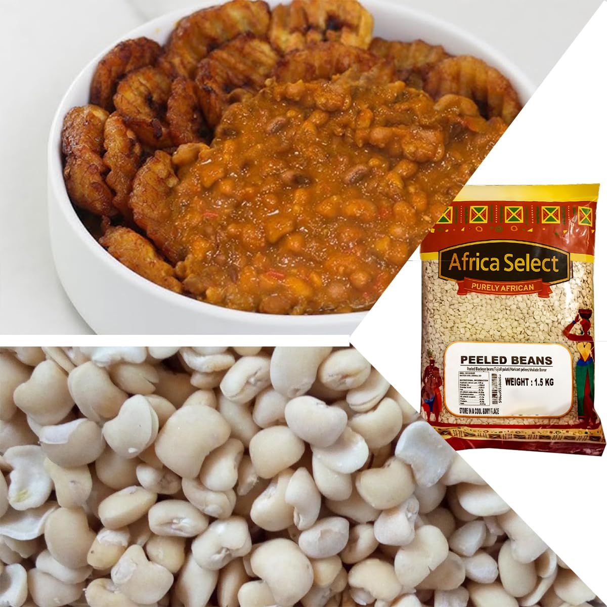Africa Select Peeled Beans 4kg | Premium Nigerian Peeled Brown Beans for Akara, Moi Moi & Stews | Family Pack