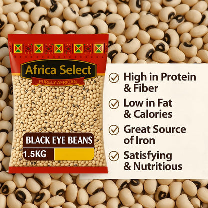 Africa Select Black Eye Beans 1.5kg | Premium Quality Beans for Stews, Soups & Salads