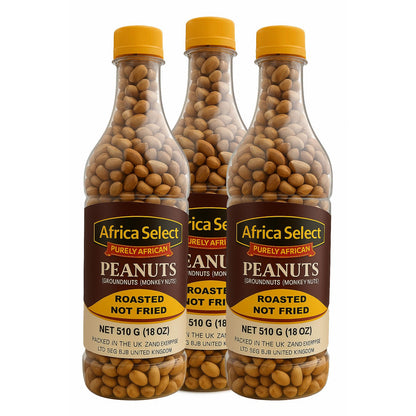 Africa Select Roasted Peanuts Big Bottle 510g x 3 | Premium Crunchy Peanuts | Multipack