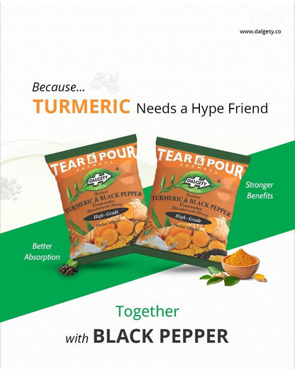 Dalgety Pure Turmeric and Ginger Tea Bags 6 Pack, Herbal Infusion, All Natural, Turmeric Tea Bags for Inflammation - Delicious, Packed with Unique Health Benefits, Caffeine Free (Total 108 Teabags)