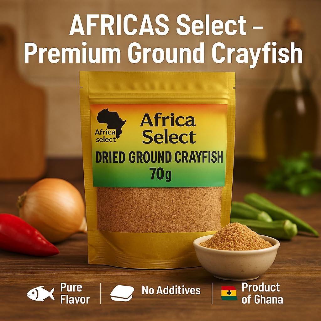 AFRICA SELECT Premium Ground Prawns (Crayfish) Powder 210g – (3 x 70g Pack) – 100% Natural Dried Seafood Seasoning – Protein-Rich Umami Flavour Enhancer for Egusi, Jollof Rice & Traditional Soups