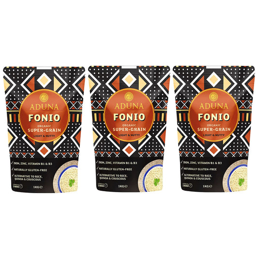 Aduna Organic Fonio Supergrain | Ancient African Wholegrain Rich in Iron, Zinc, B Vitamins & Fibre | Natural Gluten-Free Rice, Quinoa & Couscous Alternative | Porridge, Salads, Stir-Fries & More | 1kg
