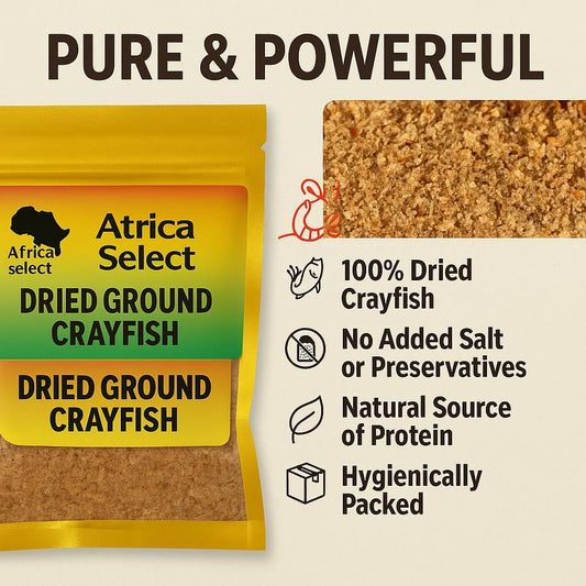 AFRICA SELECT Premium Ground Prawns (Crayfish) Powder 210g – (3 x 70g Pack) – 100% Natural Dried Seafood Seasoning – Protein-Rich Umami Flavour Enhancer for Egusi, Jollof Rice & Traditional Soups