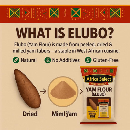 Africa Select Yam Flour (Elubo) 1.5kg | Premium Roasted Yam Flour for Amala & African Cuisine