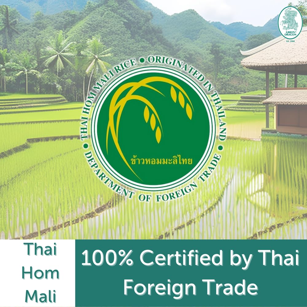 Green Dragon Thai Fragrant Jasmine Rice 10KG | Thai Hom Mali | AAA | Premium Rice | White Rice | Chinese Ingredients | Chinese Asian Cooking | 10KG