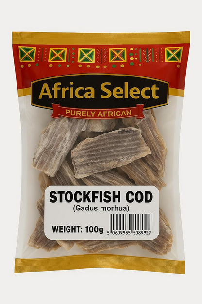 Africa Select Stockfish Cod 3x100g - Traditional Dried Codfish, High Protein for African Cooking 300g