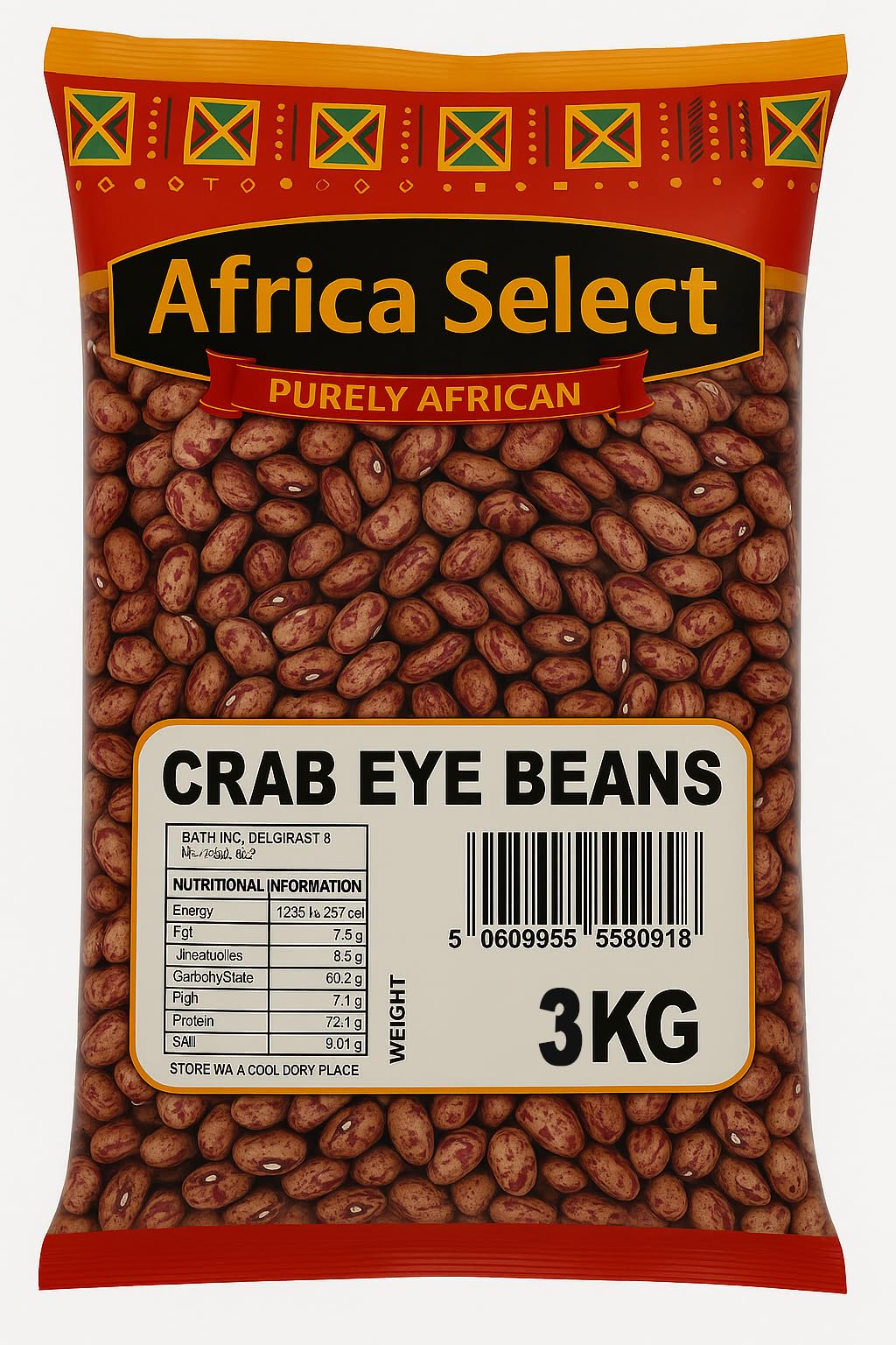 Africa Select Crab Eye Beans 3kg | Premium Borlotti Beans for Soups, Stews & Salads | Family Pack
