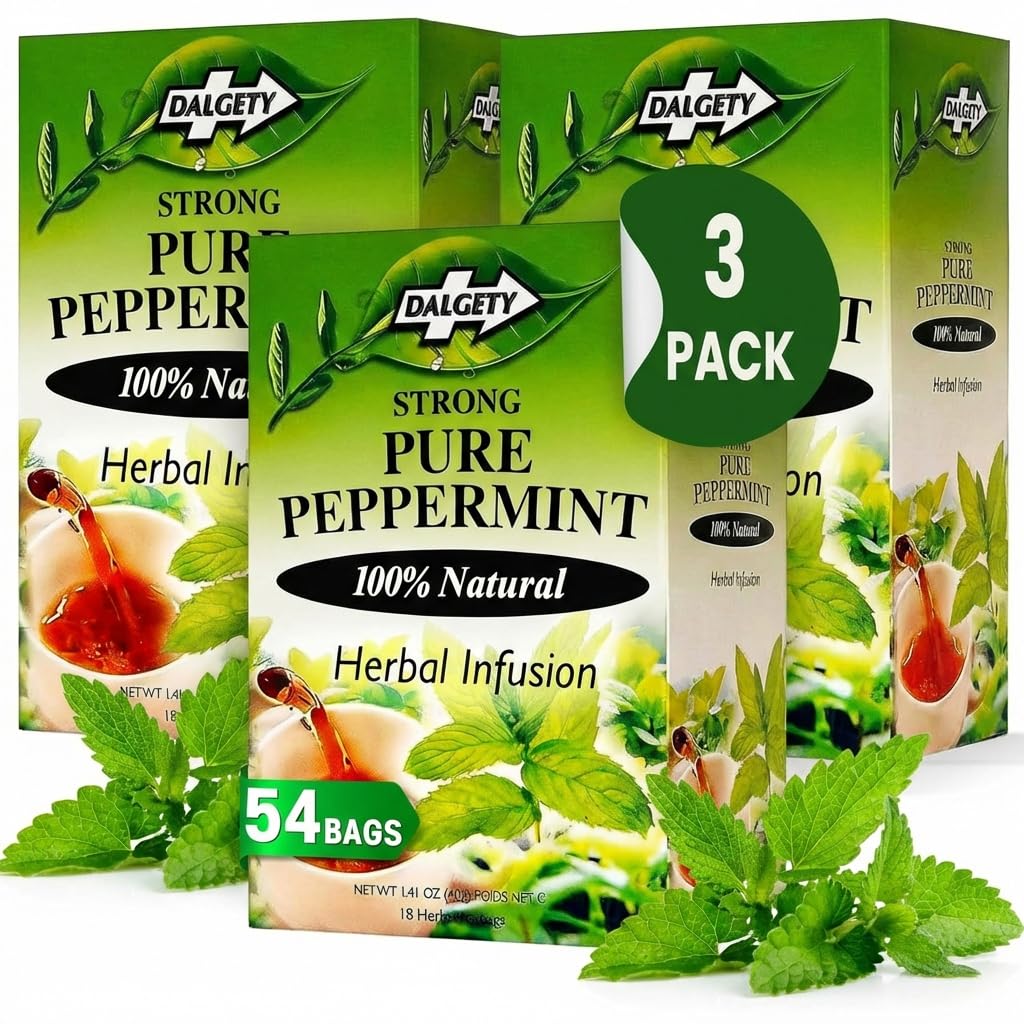 Dalgety Pure Peppermint Tea Bags - All Natural Herbal Infusion Natural Tea, Delicious and Packed with Unique Health Benefits, Caffeine Free (3 Pack - 54 Teabags)