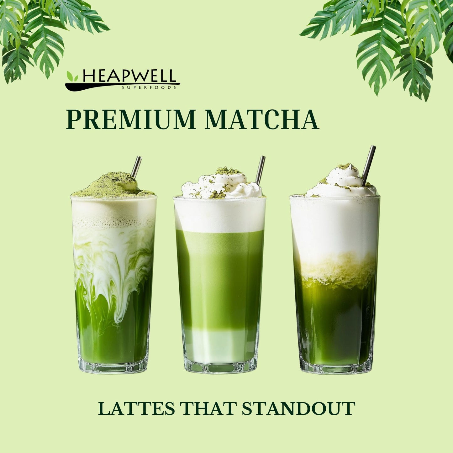 Heapwell Matcha Powder - 50g | High Grade Japanese Premium Green Tea Powder | Great Taste Award Winner | Perfect for Tea, Lattes & Smoothies | Contains L-Theanine & Antioxidants | Vegan & Gluten-Free