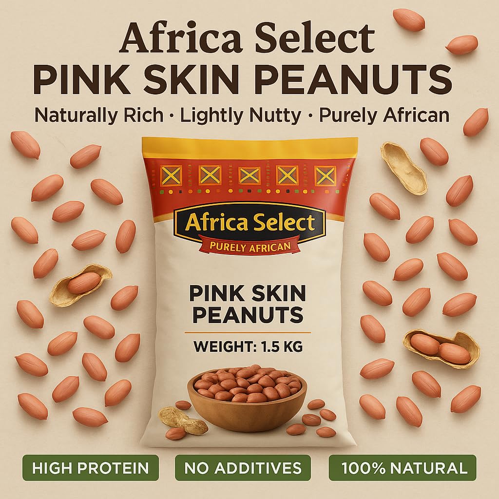Africa Select Pink Skin Peanuts 1.5kg | Premium Raw Peanuts with Skin for Snacking, Roasting & Cooking