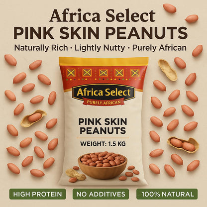 Africa Select Pink Skin Peanuts 1.5kg | Premium Raw Peanuts with Skin for Snacking, Roasting & Cooking