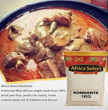 Africa Select Konkonte 2kg | Premium Brown Cassava Flour for Traditional African Cuisine | Family Pack