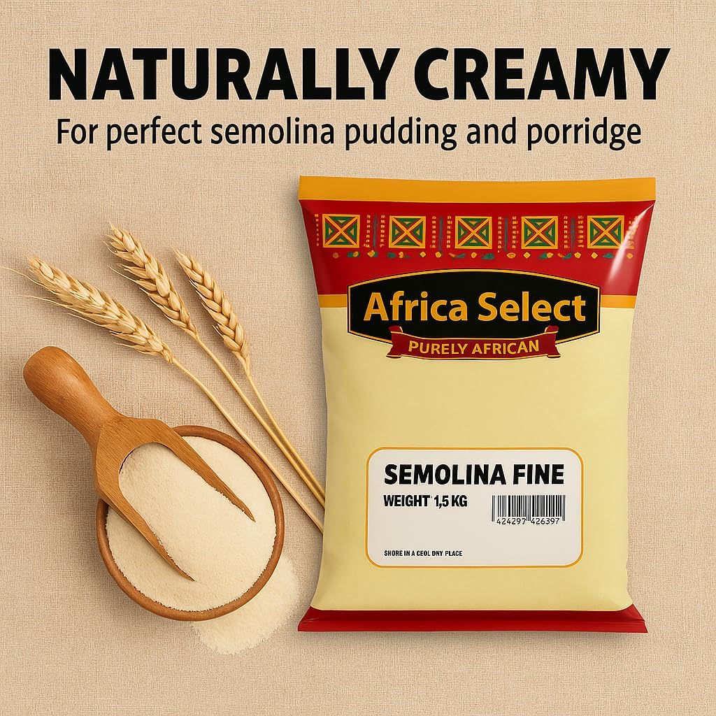 Africa Select 1.5kg Fine Semolina - Smooth Durum Wheat for Semovita, Fufu and Nigerian Cuisine