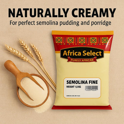Africa Select 1.5kg Fine Semolina - Smooth Durum Wheat for Semovita, Fufu and Nigerian Cuisine