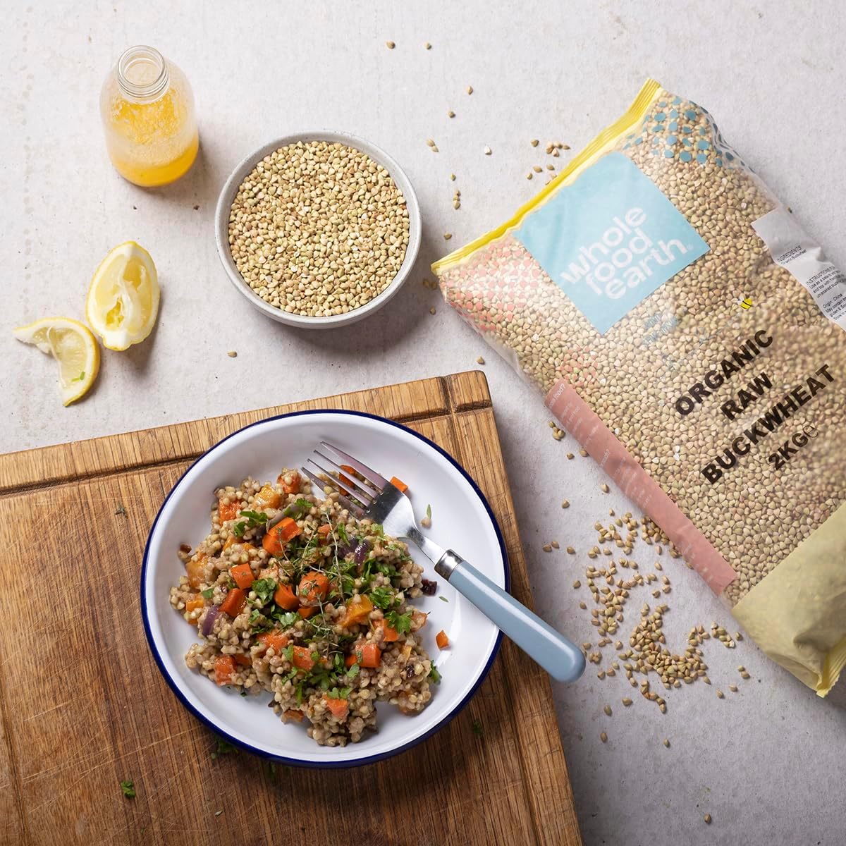 Wholefood Earth Organic Buckwheat – 3 kg | GMO Free | Vegan | Source of Fibre | Certified Organic