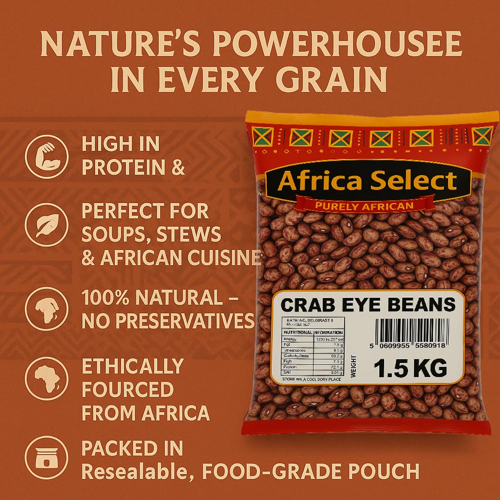 Africa Select Crab Eye Beans 3kg | Premium Borlotti Beans for Soups, Stews & Salads | Family Pack