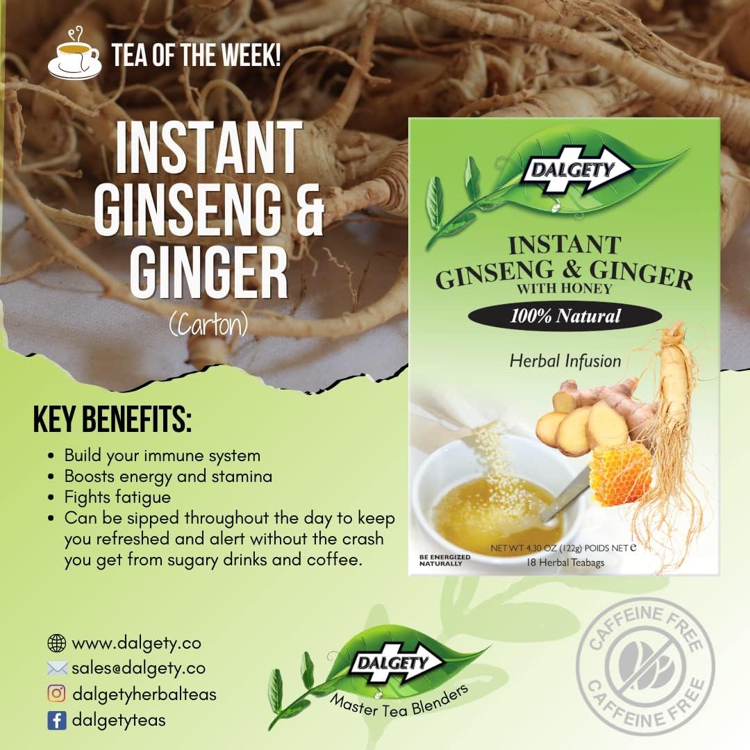 Dalgety Sorrel/Hibiscus & Ginger Herbal Infusion 3x45g Cartons (3 Pack) 100% Natural, Caffeine-Free Tea (Total 54 Teabags); Our Delicious Tea Builds the Immune System, Fights Fatigue & Boosts Energy