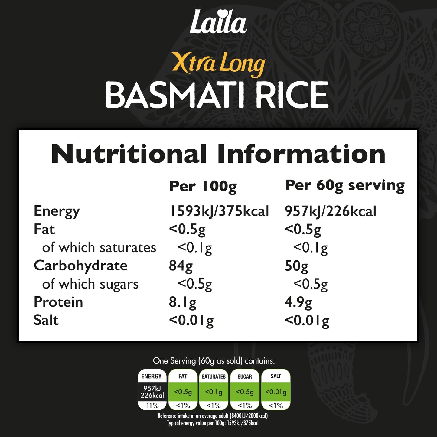 Laila Extra Long Grain Rice 5 Kg - 100 % Gluten Free - Extra Long Grain White Basmati Rice with Aroma Fragrant, Package May Vary